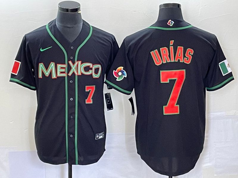 Men 2023 World Cub Mexico #7 Urias Black red Nike MLB Jersey3->more jerseys->MLB Jersey